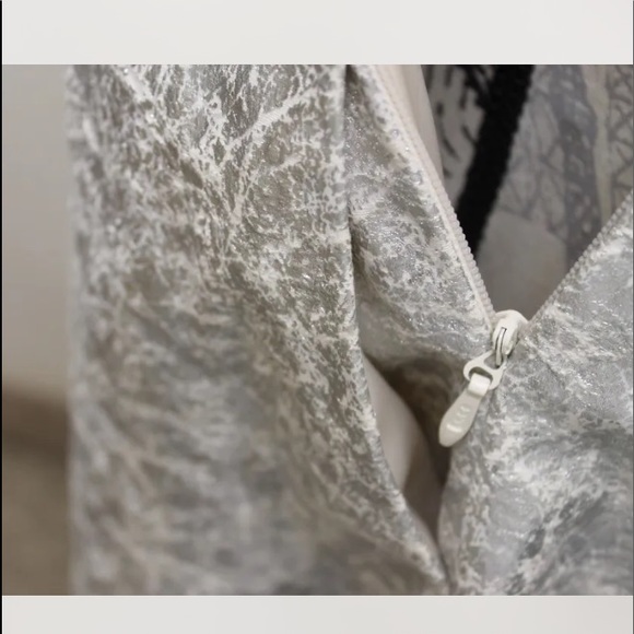 NWT Lord & Taylor Strapless Midi Dress Ball Prom Metallic Silver 6 Gown Jacquard - Picture 12 of 13